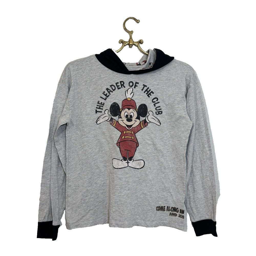 Disney Parks Shirt Mickey Mouse‎ Leader Of The Club Hoodie Long Sleeve Kids XL